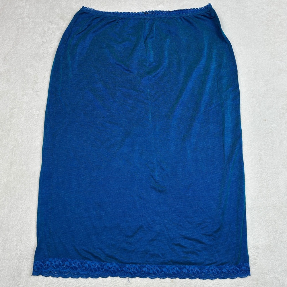 Vintage Guess Jeans Teal Blue Iridescent Lace Trim Midi Skirt Made in USA Size M